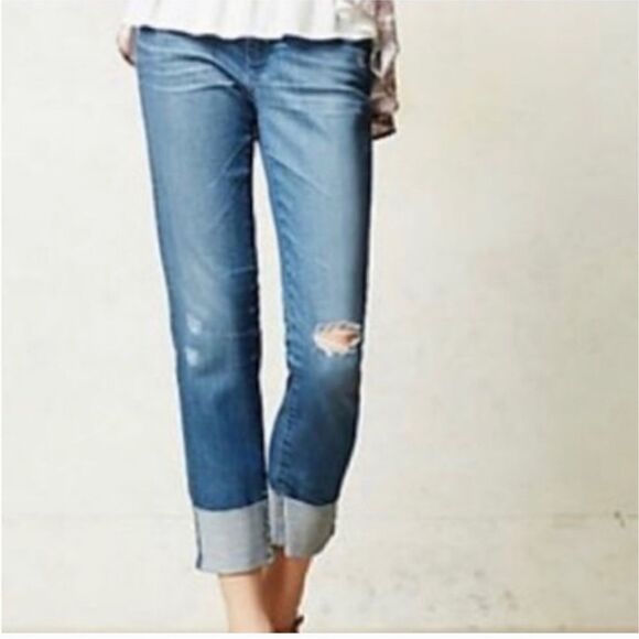 AG Adriano Goldschmied The Stevie Cuff Slim Straight Jeans Women Size 26 - Picture 1 of 16